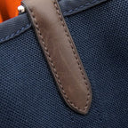 Hermes 2-Way Sac de Panthere Je Groom Canvas Toile Chevron Navy Orange Silver — view 5