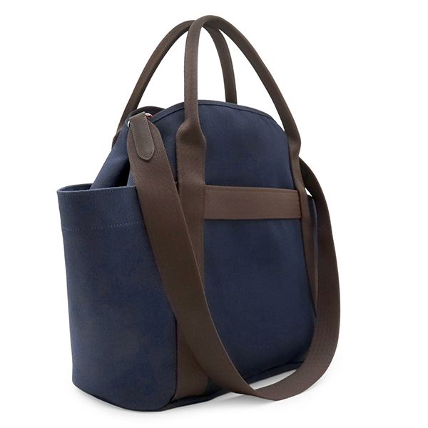 Hermes 2-Way Sac de Panthere Je Groom Canvas Toile Chevron Navy Orange Silver — view 2