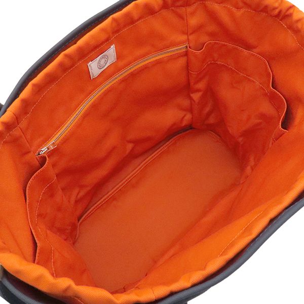 Hermes 2-Way Sac de Panthere Je Groom Canvas Toile Chevron Navy Orange Silver — view 7