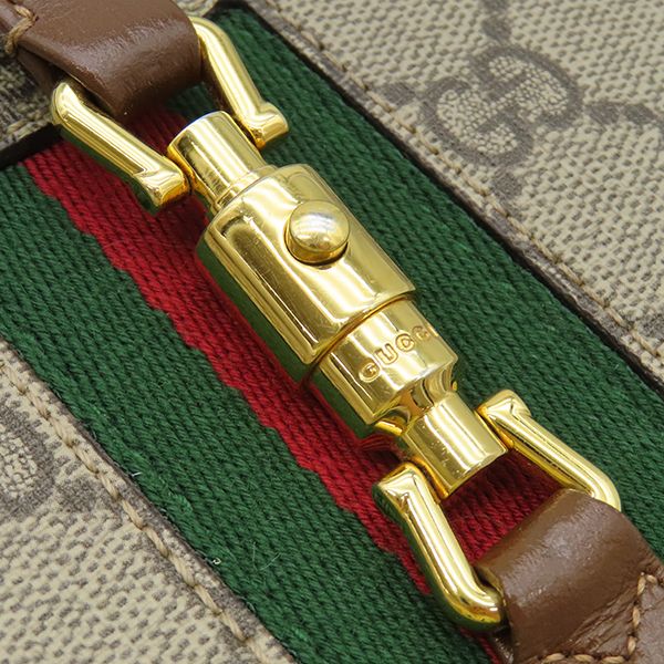 Gucci 2-Way Bag Jackie 1961 GG Supreme Canvas Leather Beige Brown Gold Mini — view 6