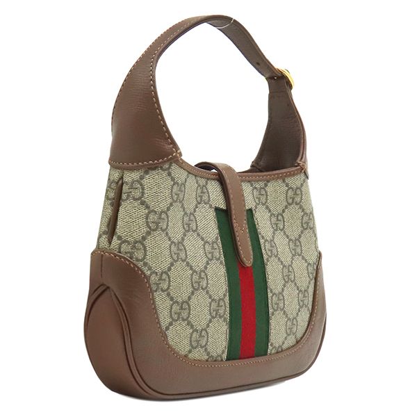 Gucci 2-Way Bag Jackie 1961 GG Supreme Canvas Leather Beige Brown Gold Mini — view 2