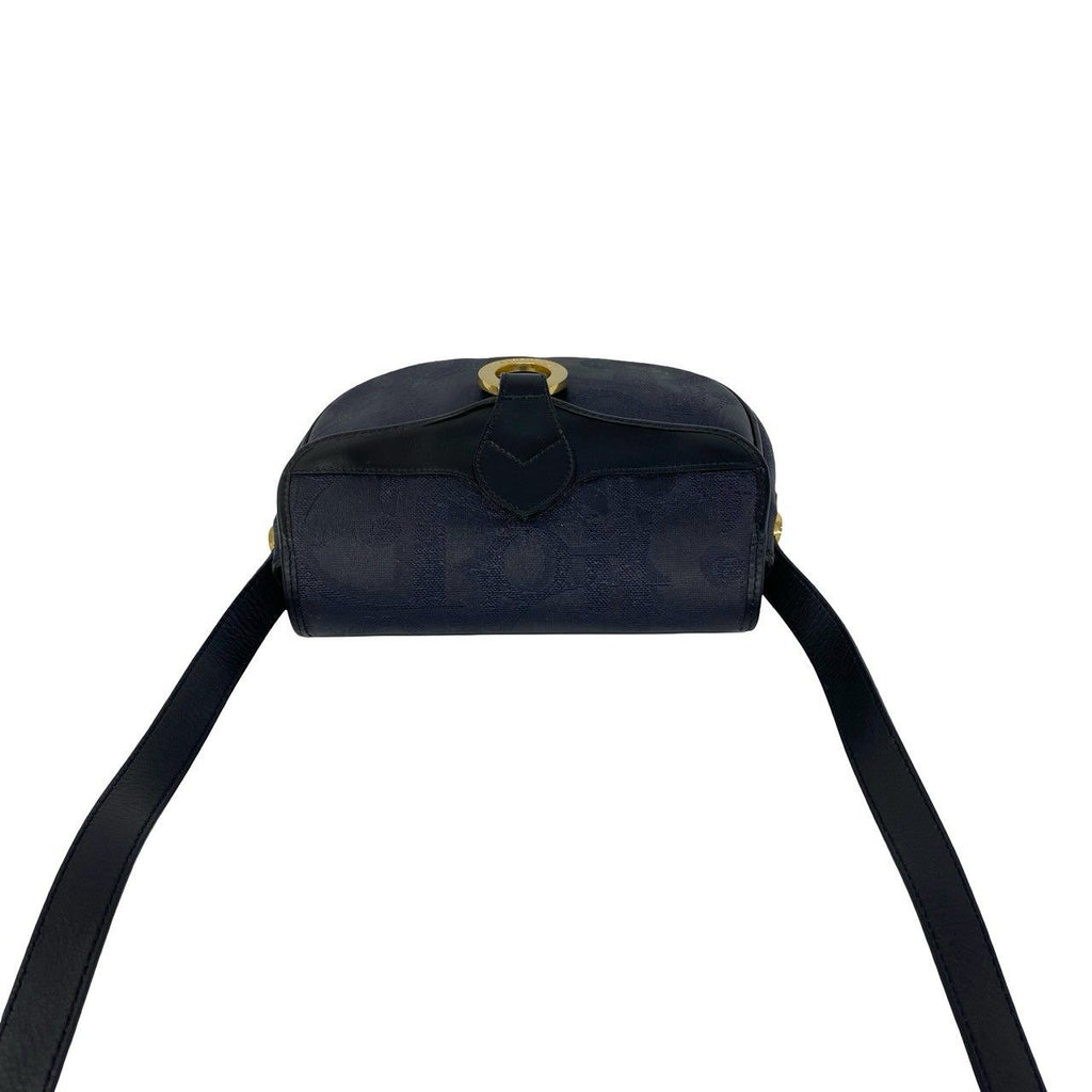 Dior Vintage Logo Trotter Leather Shoulder Bag Pochette Navy — view 4