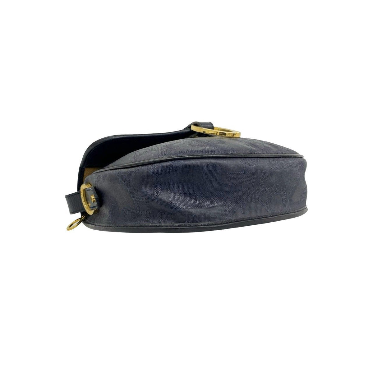 Dior Vintage Logo Trotter Leather Shoulder Bag Pochette Navy — view 7