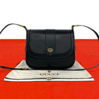 Gucci Vintage GG Logo Leather Shoulder Bag Pochette Black
