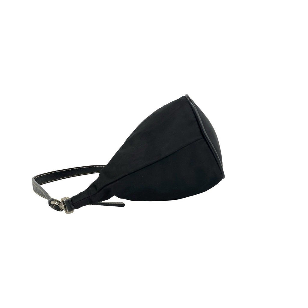 Prada Triangle Logo Tessuto Pocono Nylon Leather Shoulder Bag Black — view 5
