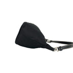 Prada Triangle Logo Tessuto Pocono Nylon Leather Shoulder Bag Black — view 6