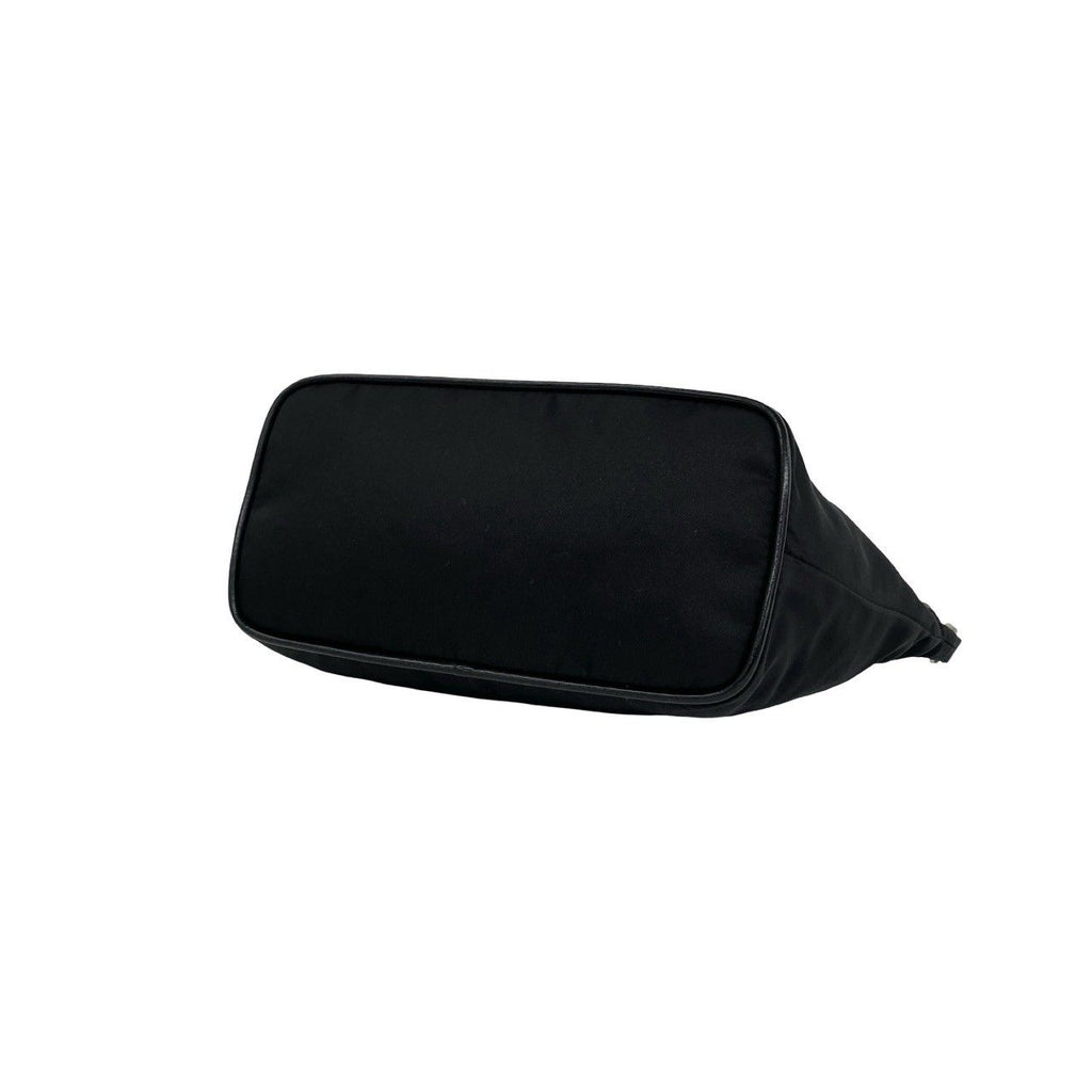 Prada Triangle Logo Tessuto Pocono Nylon Leather Shoulder Bag Black — view 8