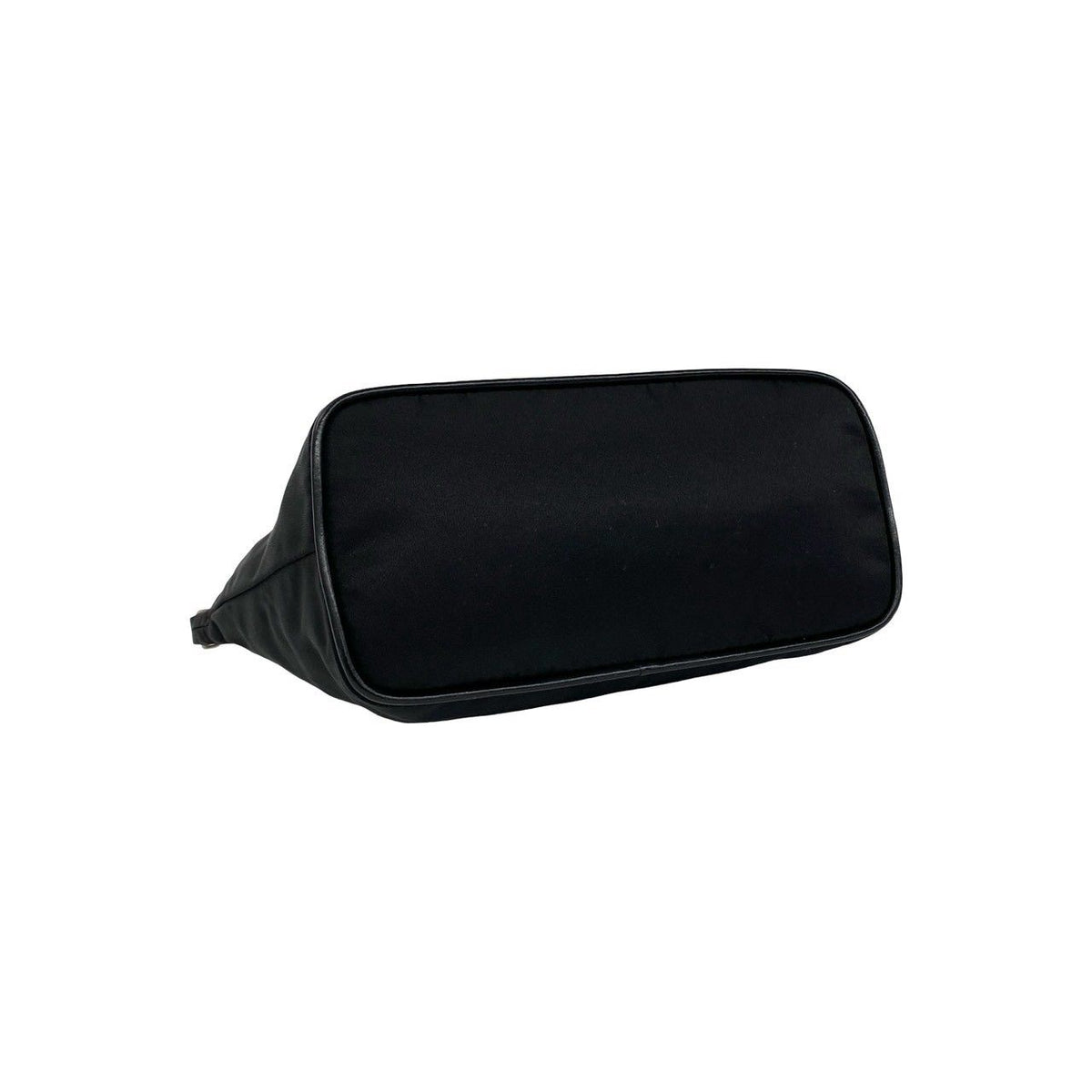 Prada Triangle Logo Tessuto Pocono Nylon Leather Shoulder Bag Black — view 7
