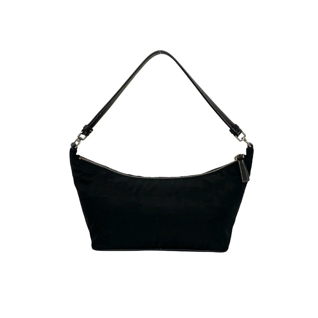 Prada Triangle Logo Tessuto Pocono Nylon Leather Shoulder Bag Black — view 4