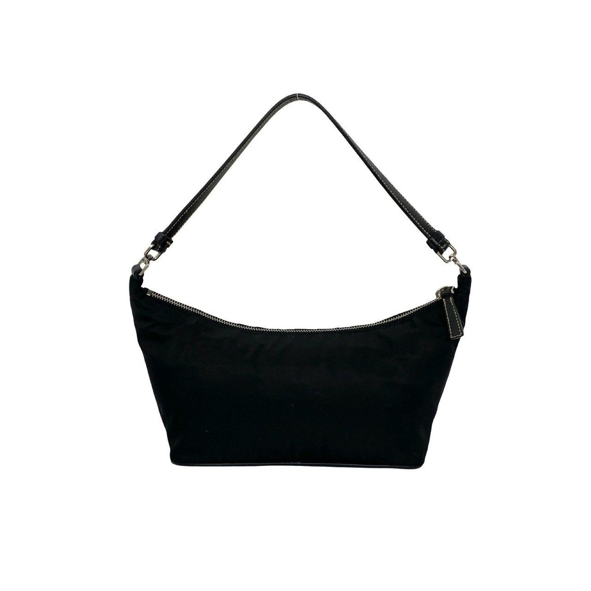 Prada Triangle Logo Tessuto Pocono Nylon Leather Shoulder Bag Black — view 4