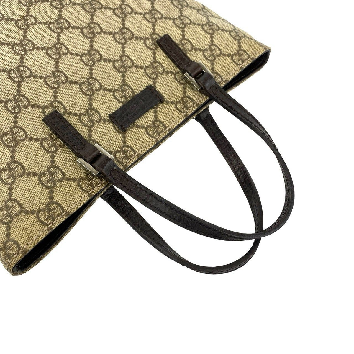 Gucci GG Supreme Logo Pattern Leather Polyurethane Tote Bag Business Brown — view 4