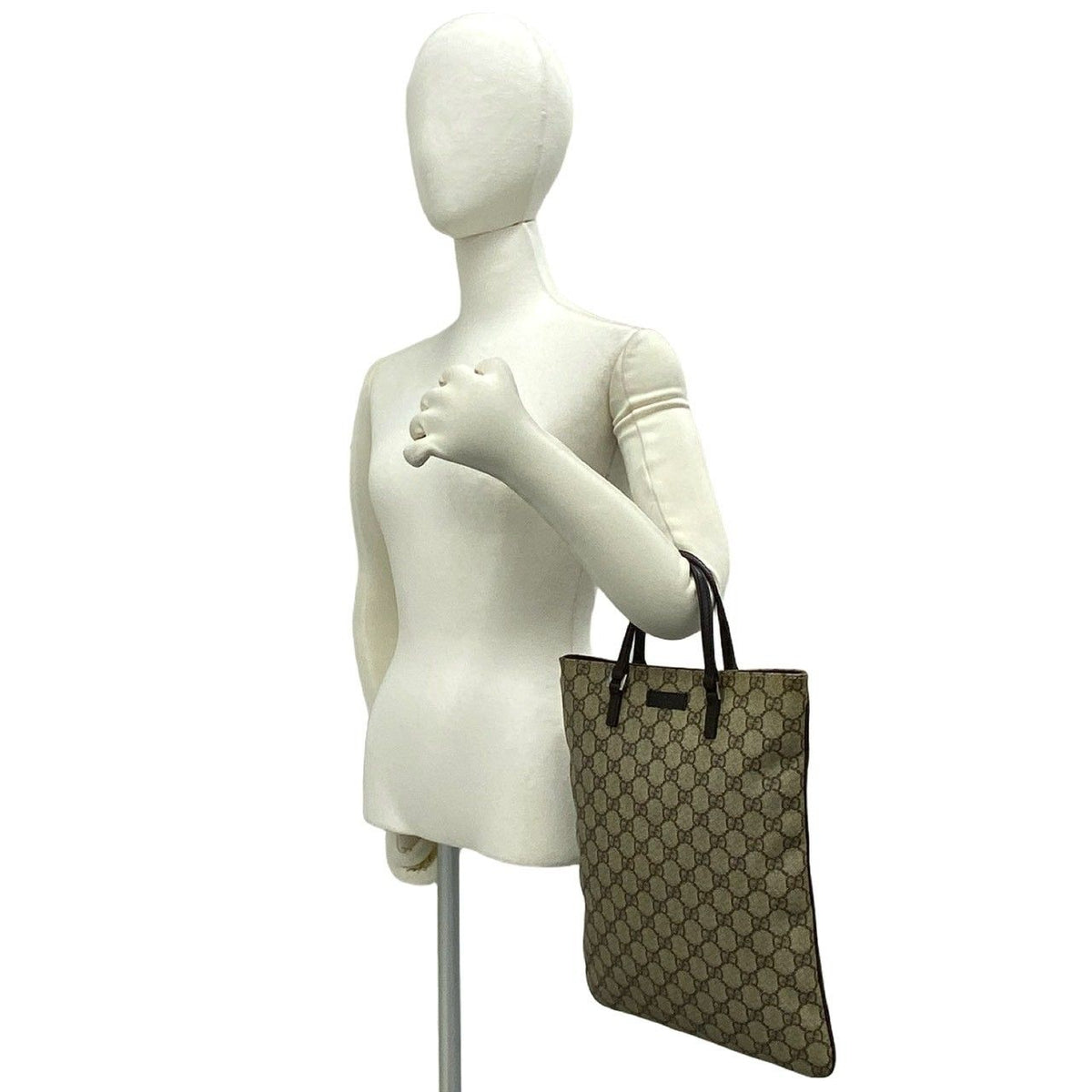 Gucci GG Supreme Logo Pattern Leather Polyurethane Tote Bag Business Brown — view 2