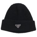 Prada Triangle Plate Wool Cashmere Beanie Hat