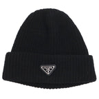 Prada Triangle Plate Wool Cashmere Beanie Hat