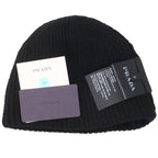 Prada Triangle Plate Wool Cashmere Beanie Hat — view 3
