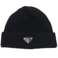 Prada Triangle Plate Wool Cashmere Beanie Hat