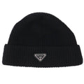 Prada Triangle Plate Wool Cashmere Beanie Hat