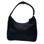 Prada Handbag Triangle Logo Black Nylon White Tag Silver — view 2