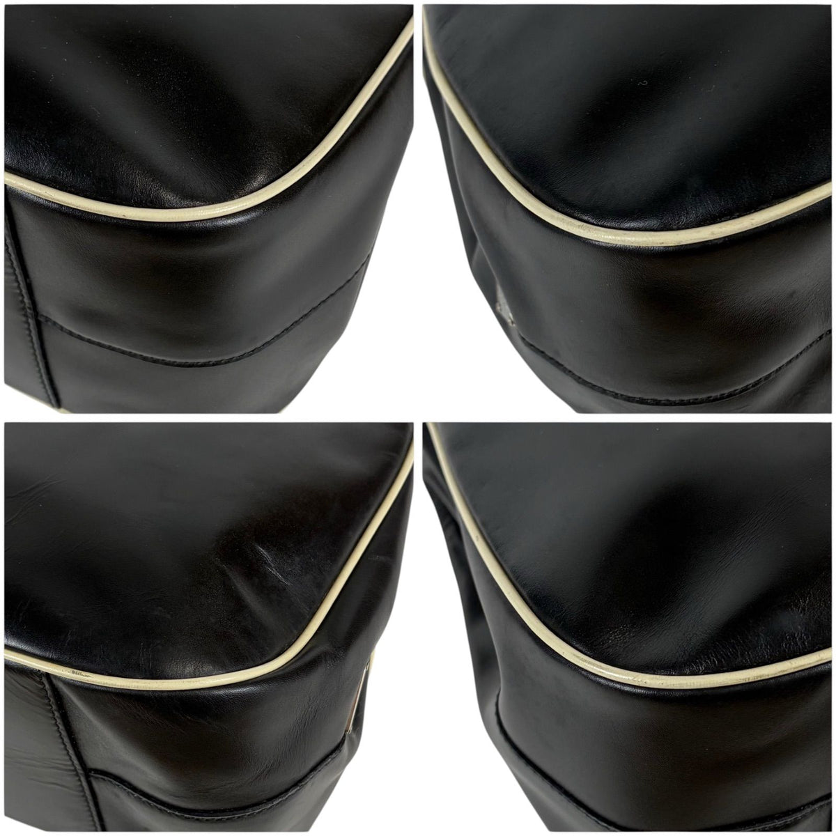 Prada Triangle Keyring Bowling Bag Logo Mirror Calfskin Black — view 5