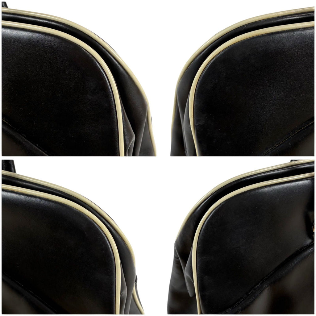 Prada Triangle Keyring Bowling Bag Logo Mirror Calfskin Black — view 4