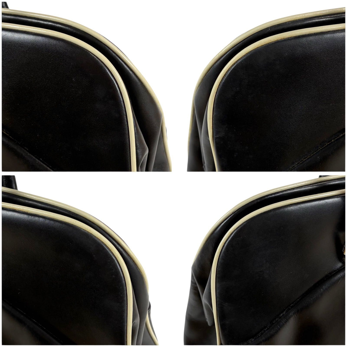 Prada Triangle Keyring Bowling Bag Logo Mirror Calfskin Black — view 4