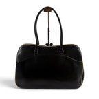 Prada Triangle Keyring Bowling Bag Logo Mirror Calfskin Black — view 2