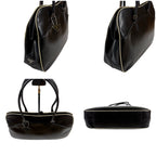 Prada Triangle Keyring Bowling Bag Logo Mirror Calfskin Black — view 3