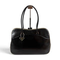 Prada Triangle Keyring Bowling Bag Logo Mirror Calfskin Black