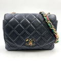 Chanel Quilted CC Logo Lambskin Black Multicolor Chain Shoulder Bag Gold