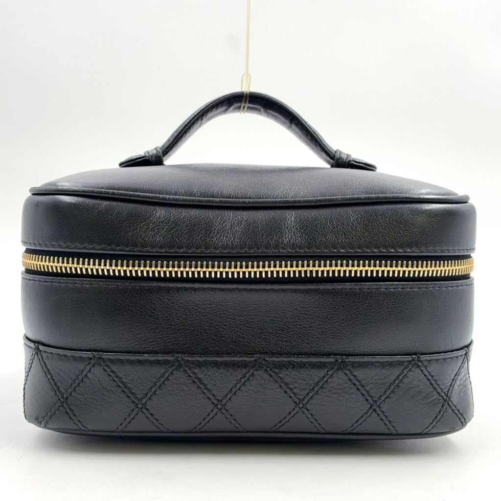 Chanel Bicolor Vanity Bag Leather Black Handbag Gold