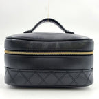Chanel Bicolor Vanity Bag Leather Black Handbag Gold
