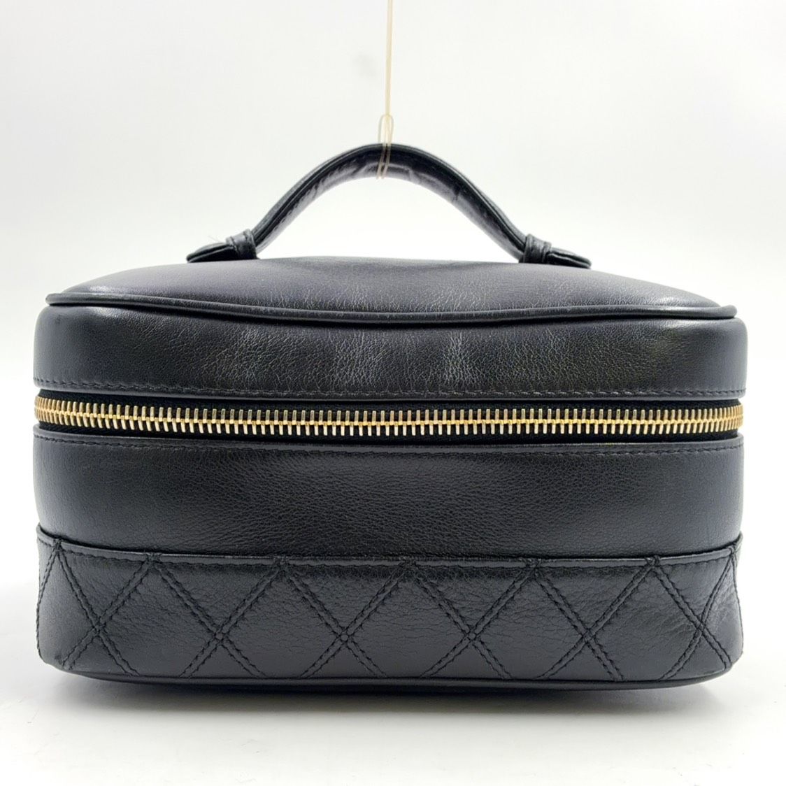 Chanel Bicolor Vanity Bag Leather Black Handbag Gold