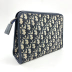 Dior Trotter Zip Pouch Canvas Navy Black Beige Clutch Silver — view 2