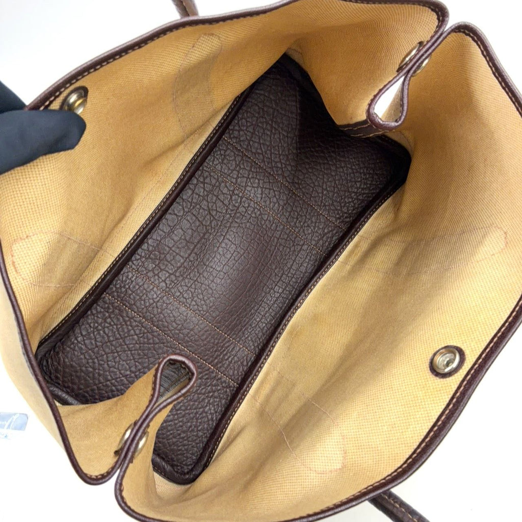 Hermes Garden Party PM Leather Canvas Ivory Brown Tote Bag Silver — view 3