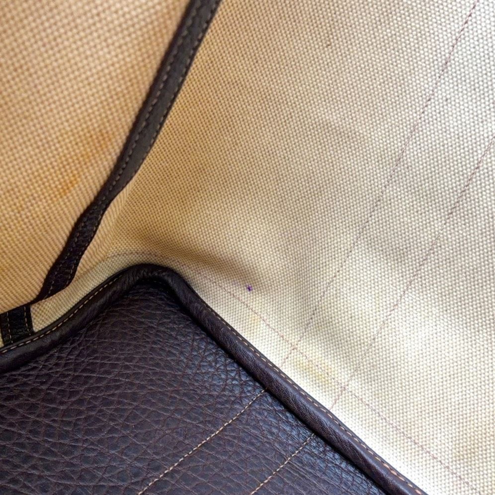 Hermes Garden Party PM Leather Canvas Ivory Brown Tote Bag Silver — view 7