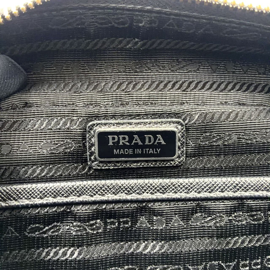 Prada Brick Re-Nylon Leather Nylon Black Shoulder Bag Silver — view 4