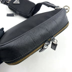 Prada Brick Re-Nylon Leather Nylon Black Shoulder Bag Silver — view 7