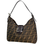 Fendi Shoulder Bag Zucca Pattern Canvas Brown