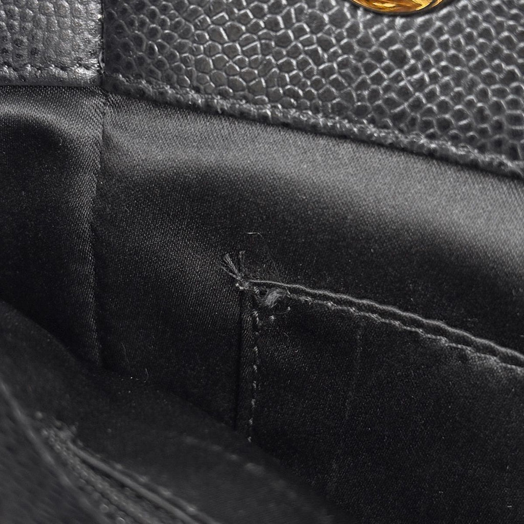 Chanel Tote Bag CC Logo Quilted Petite Shopping PST Caviar Leather Black — view 7