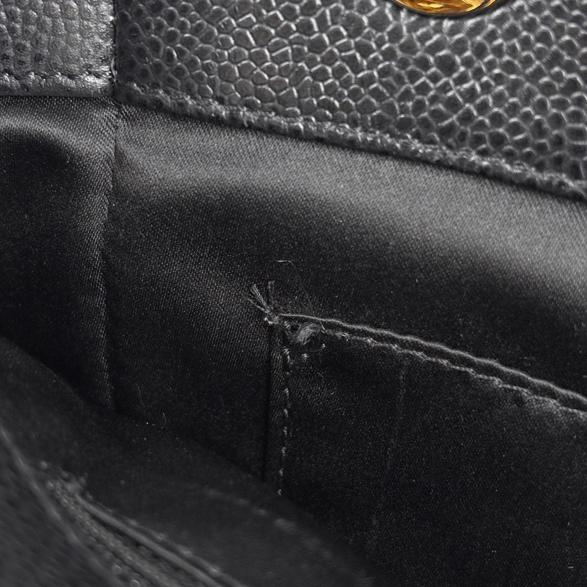 Chanel Tote Bag CC Logo Quilted Petite Shopping PST Caviar Leather Black — view 7