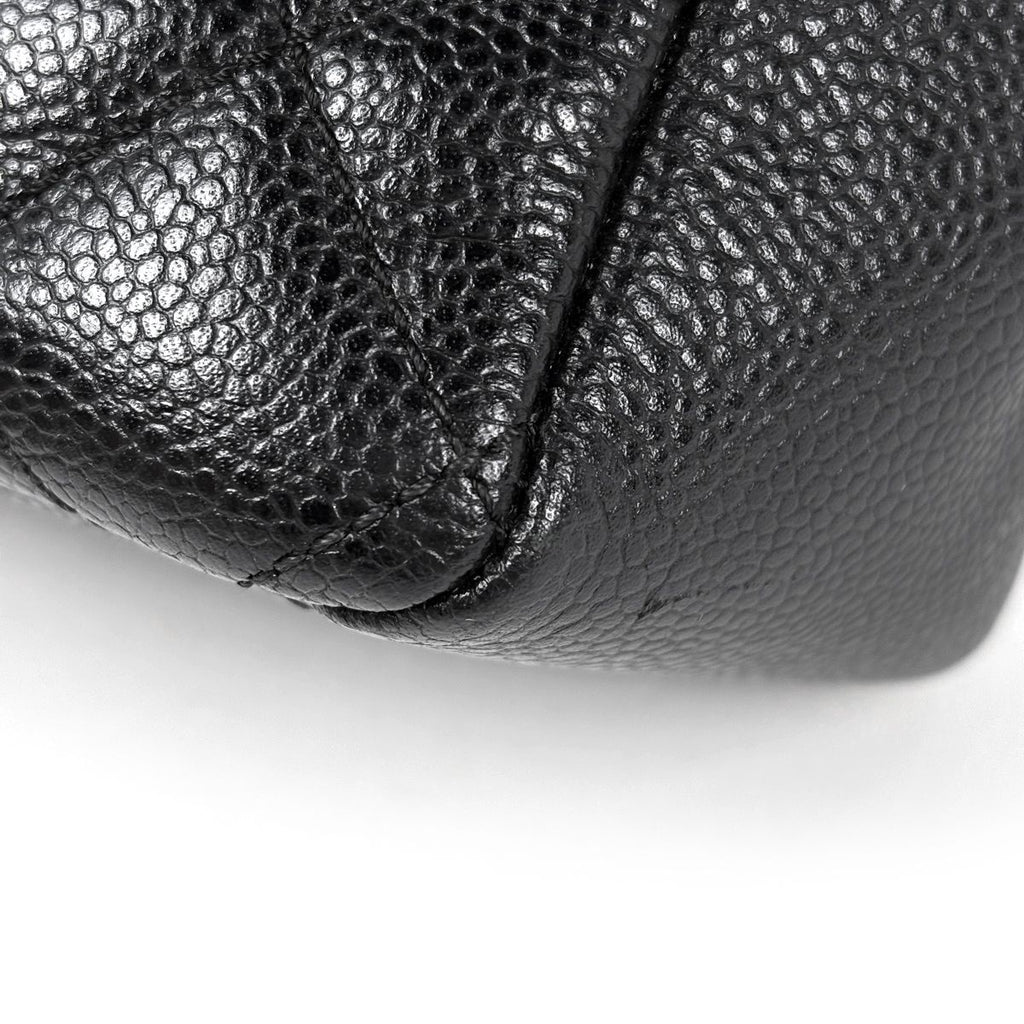 Chanel Tote Bag CC Logo Quilted Petite Shopping PST Caviar Leather Black — view 3