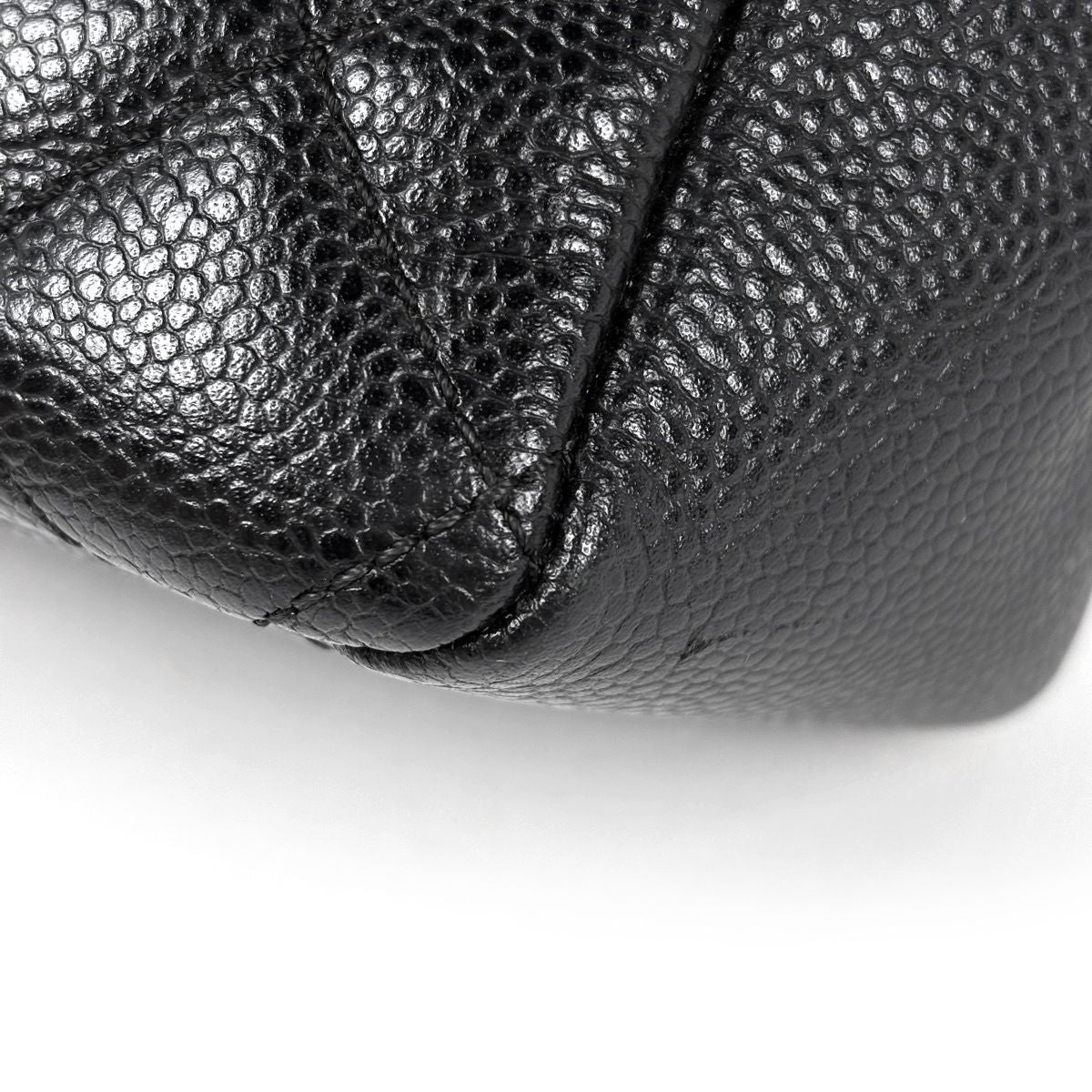 Chanel Tote Bag CC Logo Quilted Petite Shopping PST Caviar Leather Black — view 3