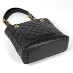 Chanel Tote Bag CC Logo Quilted Petite Shopping PST Caviar Leather Black — view 2