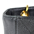 Chanel Tote Bag CC Logo Quilted Petite Shopping PST Caviar Leather Black — view 4