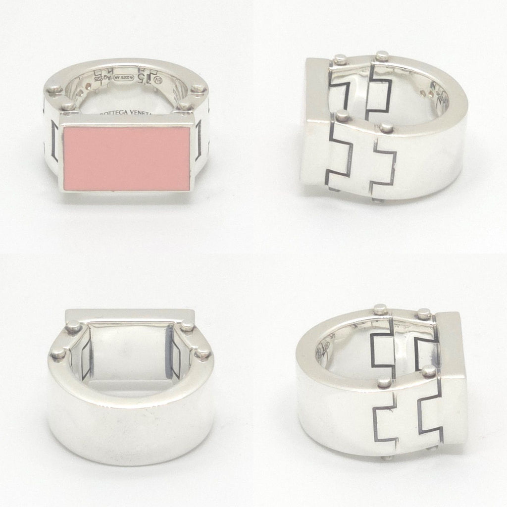Bottega Veneta Enamel Bolt Ring 15 Pink Color Sterling Silver Bag Booklet — view 2