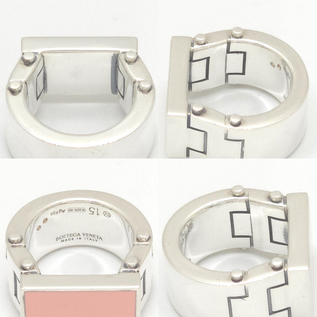 Bottega Veneta Enamel Bolt Ring 15 Pink Color Sterling Silver Bag Booklet — view 3