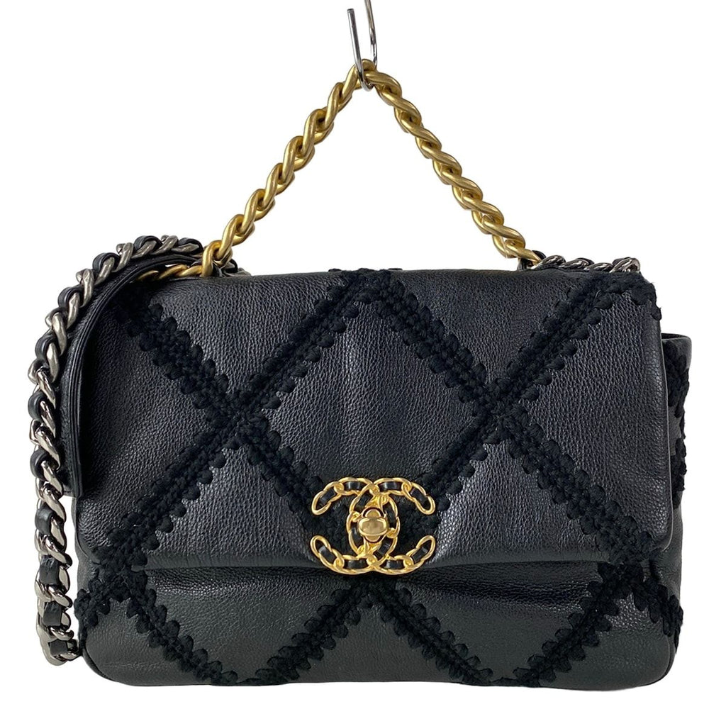 Chanel Shoulder Bag Chanel 19 Black 2-Way Chain Braided Stitch Leather