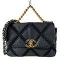 Chanel Shoulder Bag Chanel 19 Black 2-Way Chain Braided Stitch Leather