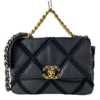 Chanel Shoulder Bag Chanel 19 Black 2-Way Chain Braided Stitch Leather