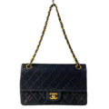 Chanel Shoulder Bag Double Flap Quilted Black Chain Gold Lambskin